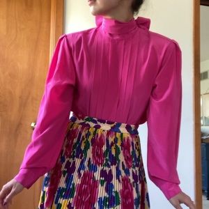 Vintage Pink Bow Blouse
